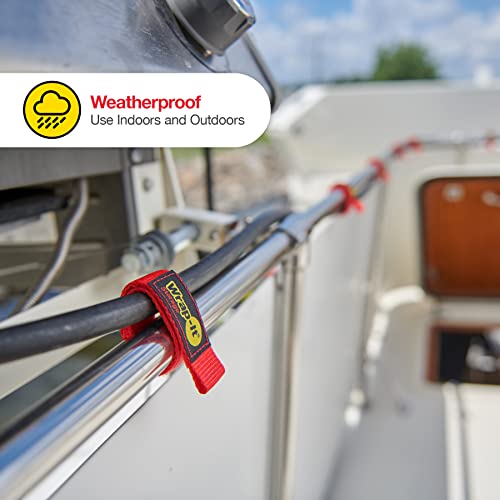 Wrap-It Storage Quick-Strap Cord Wraps, 9 inch (12 Pack) Red - Hook and Loop Strap, Extension Cord Holder Gifts for Boat, Rope, Hose, and Cable Storage and Organization - color: Red, size: 9" (12 Pack)
