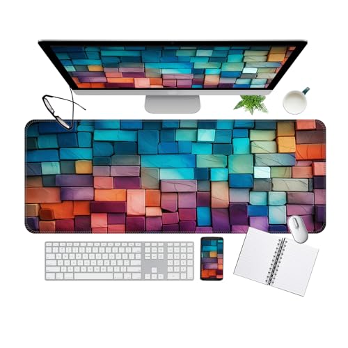 Large Gaming Mouse Pad, Full Keyboard Mat, Long Laptop Mousepad, Computer Mouse Mat for Home and Office, Anti-Slip Rubber Base, 31.5 x 11.5 Inches (Colorful) - color: Colorful