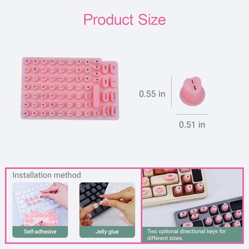 Raised Keyboard Stickers for Long Nails with Letters - Heart-Shaped Antistatic Silicone Protective Cover with Tweezers, Wet Wipes, Dry Towel & Jelly Glue, Ideal for Typing, Gaming & Nail Art (70 Pcs)