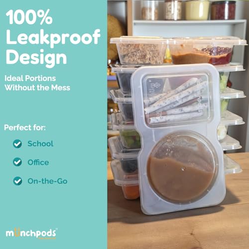 Reusable Snack Containers with Lids 50 Pack (100 Pieces) Portion control, Snack Pack Containers 2 Double Compartment Snack Containers for Kids On the Go Meals, Camping Snack Tray Prep