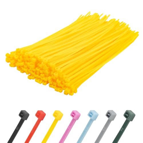 8 Inch Yellow Zip Ties 500 Pack, 45 LBS Tensile Strength, Self-Locking Nylon UV Resistant Cable Ties for Indoor & Outdoor - color: Yellow, size: 8inch (500pcs)