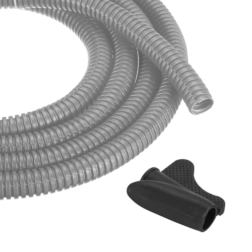 MECCANIXITY 3/8 Inch 10ft Split Wire Loom Tubing, Flexible Cord Protectors with Installation Tool Cable Management Sleeve Conduits Cover for Office Home Electrical Automotive Wires, Gray - color: Gray, size: 3/8 Inch 10ft