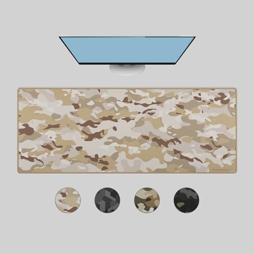 Das Keyboard Large Gaming Mouse Pad Desk Mat with Stitched Edge - Non Slip Base - Waterproof - Premium Cloth Mousepad for Home Work Gaming - Desert Camo - color: Desert Camo