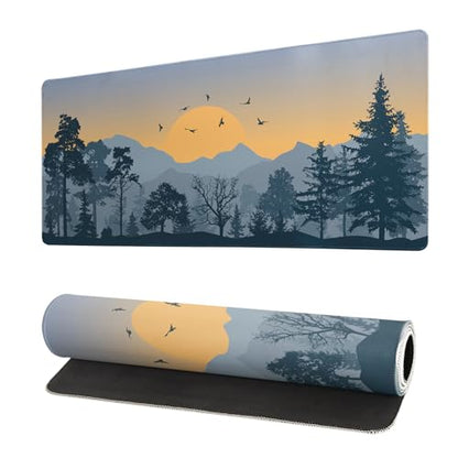 Mountain Gaming Mouse Pad 27.6x11.8 Inch Forest Large Mousepad Extended Grey Mousepad Gaming Non-Slip Rubber Base Stitched Edges Keyboard Mouse Mat Desk Pad for Office Home and Game - color: Mountain 2