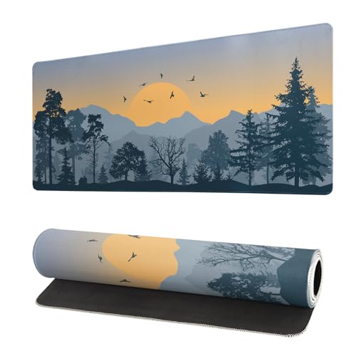 Mountain Gaming Mouse Pad 27.6x11.8 Inch Forest Large Mousepad Extended Grey Mousepad Gaming Non-Slip Rubber Base Stitched Edges Keyboard Mouse Mat Desk Pad for Office Home and Game - color: Mountain 2