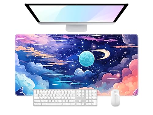 Desk Pad, 32" x 16" XXXL Extended Large Gaming Mouse Pad, Desktop Decor Desk Mat, Men Women Office Supplies and Accessories, Cute Anime Mouse Mat for Laptop & Keyboard, Romantic Star - color: Romantic Interstellar