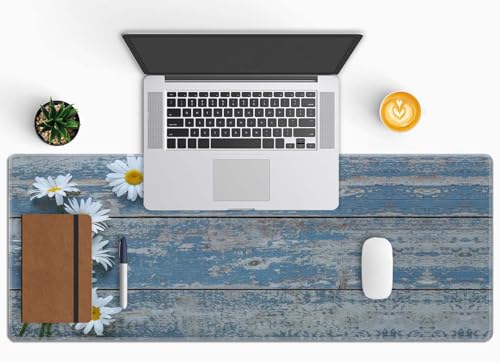 Large Gaming Mouse Pad, Extended XL Mousepad, Non-Slip Rubber Base Keyboard Mouse Mat Desk Pad for Work, Game, Office, Home, 31.5 x 11.8 in, Daisy Flowers on Old Wooden - color: Daisy Flowers on Old Wooden