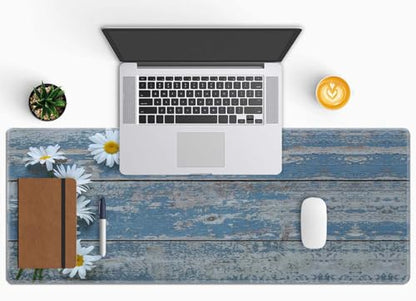 Large Gaming Mouse Pad, Extended XL Mousepad, Non-Slip Rubber Base Keyboard Mouse Mat Desk Pad for Work, Game, Office, Home, 31.5 x 11.8 in, Daisy Flowers on Old Wooden - color: Daisy Flowers on Old Wooden