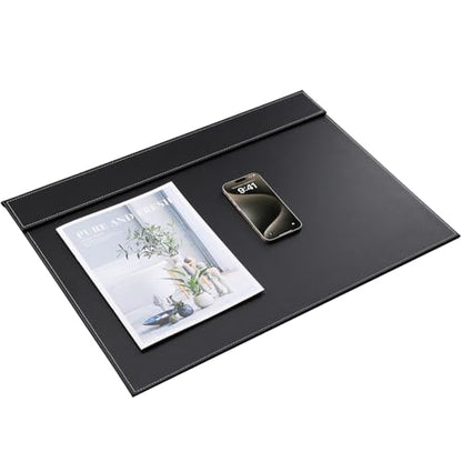 KINGFOM Ultra-Smooth PU Leather Desk Pad & Mat Office Desk Drawing & Writing Board A3/ A4 File Paper Clip Table Protector Mat on Top Large 24''x18'' (Black) - color: Black-a005