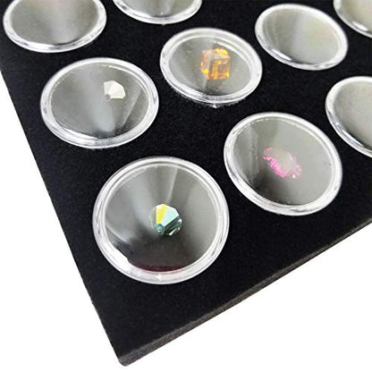 Ikee Design Jewelry Storage Tray Insert, 50 Gemstone Display Jars, Black Foam Liner, Home Organization, 14 1/4 x 7 3/4 x 3/4 in - color: Black Foam (50 Jars Only)