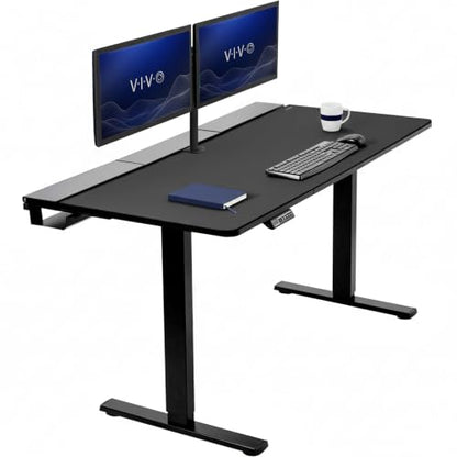 VIVO Black 60 x 30 in Stand Up Desk, DESK-KIT-1B6-P3B | Electric, Holds 220 lbs, Sit Stand, Height Adjustable Table, Cable Tray, Full-Size Mouse Pad, Office Furniture, Black Frame - color: Black Top / Black Frame, size: 60 x 30