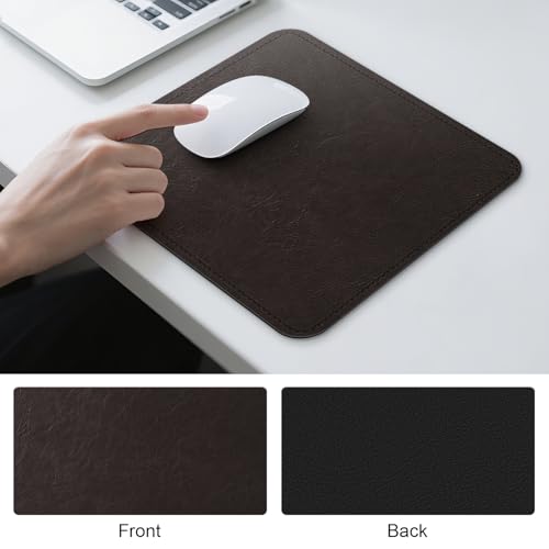 Imitation Crazy Horse Leather Desk Mat - Waterproof Desk Pad - Ideal for Large Mouse Pad and Desk Mats on Top of Desks (deep Coffe+Black, 11"*8") - color: Deep Coffe+black, size: 11" x 8"