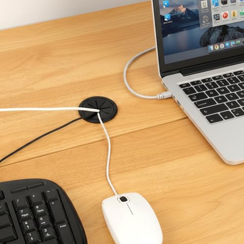 8 Pcs Black Desk Grommet, 2 Inch Desk Hole Cover for Cables, Grommet Cover with Hole Saw for Table Cables Wire Home Office - color: Black