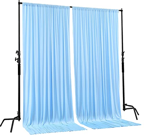 AK TRADING CO. 10 feet x 8 feet IFR Polyester Backdrop Drapes Curtains Panels with Rod Pockets - Wedding Ceremony Party Home Window Decorations - Light Blue - color: Light Blue