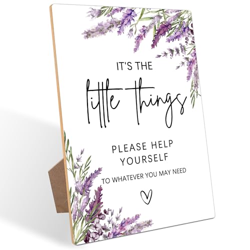 Wedding Guests Restroom Sign, Lavender Bridal Shower Decorations, Engagement Party Decor, Centerpieces for Tables, Purple Floral Wooden Sign with Stand for Wedding Reception And Bridal Party Decor, 34 - color: Wedding Guests34