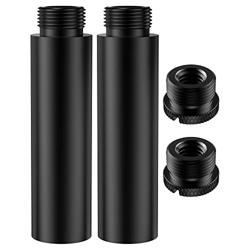 InnoGear Mic Stand Extension Tube, 2 Pieces 5/8" Thread Microphone Extension Pipe Mic Extender with 2 Pcs 3/8" to 5/8" Metal Adapter for Desk Mic Boom Arm Stand for Shure SM7B MV7 Blue Yeti QuadCast