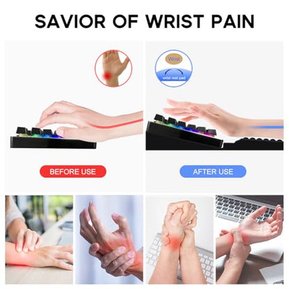 JIKIOU Keyboard Stand with Wrist Rest, Computer Keyboard Stand Pad with Non-Slip Base, Comfy Ergonomic Keyboard Riser Holder for Gaming Office Home 17.13x9.5 in Black