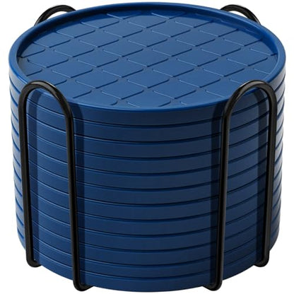 Coasters,Drink Coasters Set of 8 with Holder (Navy Blue, 12pcs) - color: Navy Blue, size: 12 pcs