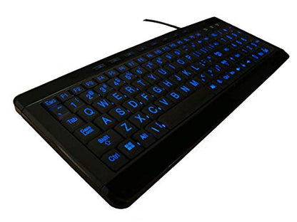 iMBAPrice Large Font Print USB LED Backlit Keyboard, Orange and Blue (IMBA-LOB-BKB) - color: black;blue