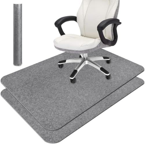 Placoot 2 Pack Desk Chair Mat for Hardwood Floor & Tile 55"" x35 Office Chair Mat for Rolling Chairs Large Anti-Slip-Recyclable Material Computer Chair Mat Rug for Office/Home, LG-2PACK - color: 2pcsrectangle-lightgrey, size: 55"x35"