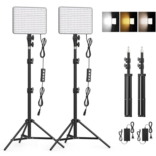 30W Upgraded Photography Lighting Kit, Anautin 2-Pack LED Video Lighting for Video Recording, 3700Lux Studio Lights with Tripod Stand for Photography, Streaming, Gaming, Podcast, Filming, Vlogging - size: 2-Pack, style: 30W Video Light