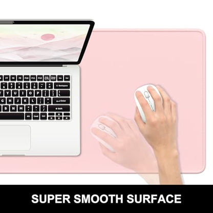 Hsurbtra Desk Pad, 32" x 16" Premium-Textured Desk Mat, Stitched Edge Anti-Slip Waterproof Rubber Mouse Pad, L Extended Computer Mat for Office Gaming Laptop Keyboard Pink - color: Pink, size: L Deskpad (32" x 16")