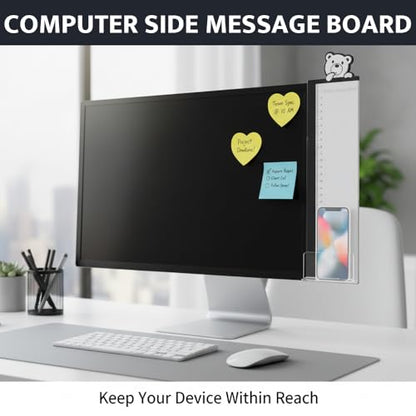 4 Pack Desk Buddy Monitor Memo Board Side Mount - Cute Office Desk Accessories for Women,Computer Side Panel Memo Creative Monitor Side Panel with Phone Holder,Office Essentials for Desk Organization