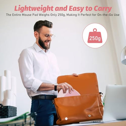 Ergonomic Mouse Pad with Wrist Rest & Elbow Support, Memory Foam Cushion, Non-Slip Base, Pain Relief for Office, Home & Gaming, Compatible with Vertical Ergonomic Mouse (Blush Pink) - color: Blush Pink