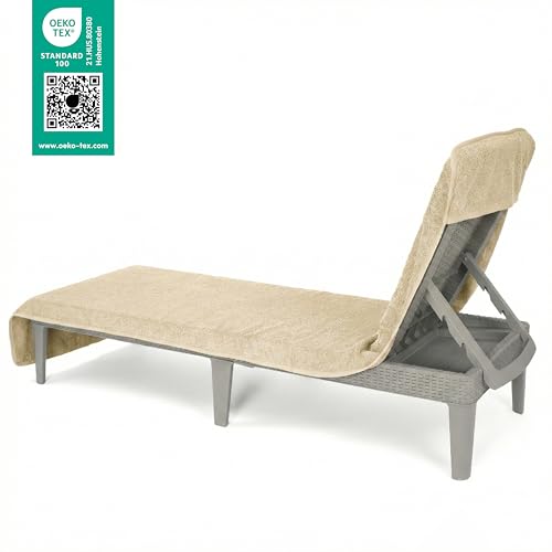American Soft Linen Chaise Lounge Covers with Pocket, 86"x32" Oversized Beach Pool Lounge Chair Towel, Beige - color: Beige Chair Towel, size: 1 PIECE