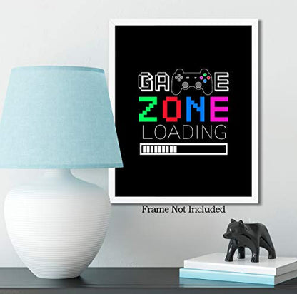 Govivo Game Zone Loading - Wall Decor Art Print with a black background - 8x10 unframed gaming-themed artwork printed on photograph paper