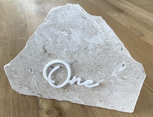 Cursive Wedding Table Number SET, DIY thin modern Black or White acrylic cutouts with silicone glue included. Words only, no backing (One - Forty, Gloss White) - color: Gloss White, size: One - Forty