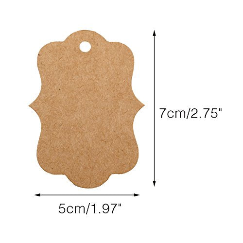 G2PLUS Blank Gift Tags with String, 100PCS Kraft Paper Hang Tags, 2.8x2 in Brown Hanging Price Tag, Wedding Favors Tag for Gift Wrapping, DIY Arts & Crafts, Christmas, Merchandise - color: Brown