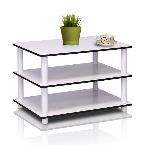 Furinno JUST Coffee Table, 3-Tier Modern Coffee Table with Open Shelf, Toolless Assembly Side Table, for Living Room, Bedroom, Home Office, White - color: White/White, size: Tall 23.6"(W)x15.6"(H)x15.6"(D)