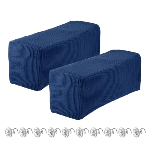 uxcell 2pcs Stretch Armrest Covers for Chairs/Sofas, Couch Arm Covers with Twist Pin, Furniture Protector Slipcovers Navy Blue - color: Navy Blue