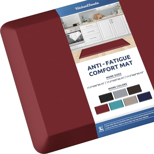 KitchenClouds Kitchen Mat Cushioned Anti Fatigue Kitchen Rug 0.8inch Water Resistant Non Slip Kitchen Rugs and Mats Standing Desk Mat Comfort Floor Mats for Kitchen Sink Office (17.3"x39",Red) - color: Red, size: 39"L x 17.3"W x 0.8"Th