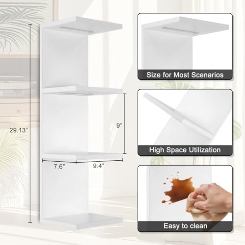 4 Tier LED Wall Shelf - Modern Floating Shelves for Makeup Vanity, Bedroom, Living Room | Easy Install Cosmetic & Display Lack Shelf, White - color: 4l-white