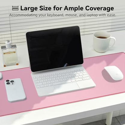Reniteco Waterproof Large Gaming Mouse Pad with Durable Stitched Edges, Non-Slip Rubber Base, Smooth Surface Mouse Mat Desk Pad for Home Office Gaming, 27.5"*11.8"*0.08",Pink - color: Pink, size: 27.6''x11.8''x0.08''