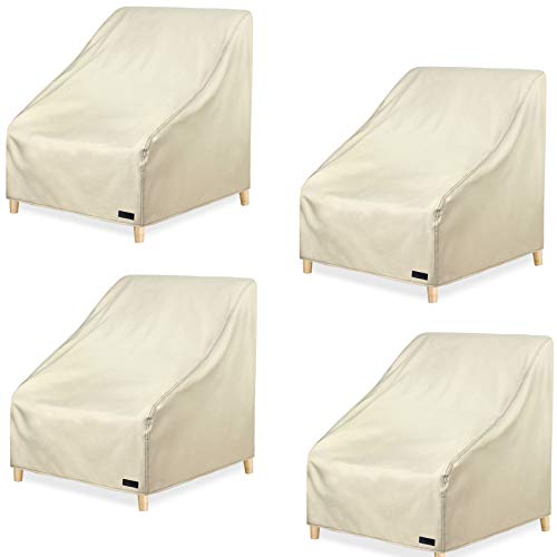 NettyPro Patio Chair Covers for Outdoor Furniture 4 Pack, Waterproof Heavy Duty Lawn Patio Furniture Cover Deep Seat Dining Chair Covers, 30W x 33D x 34H inches, Beige - color: Beige, size: 4 Pack - 30 x 33 x 34 inch