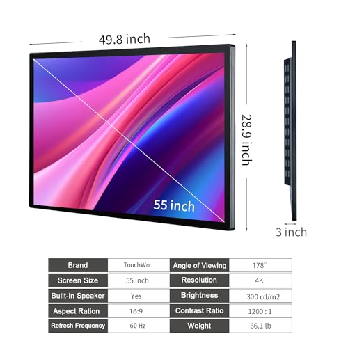 55 inch Interactive Touchscreen Monitor, Smart Board with 4K Display, Win-10 Electronic Whiteboard Touch Screen PC for Office and Classroom, Core i5 RAM 4G & ROM 128G - style: Win 10-i5-128G