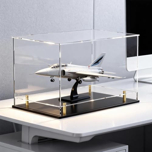 Acrylic Display Case for Collectibles, Dustproof Acrylic Box with Clear Display Elevation & Gold Risers, Large Display Case for Figures Toys Memorabilia, 12" L x 8" W x 9.6" H - size: 12"L x 8"W x 9.6"H