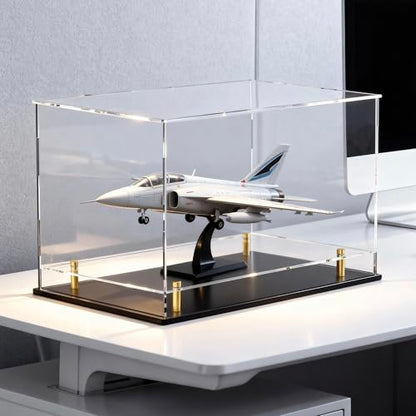 Acrylic Display Case for Collectibles, Dustproof Acrylic Box with Clear Display Elevation & Gold Risers, Large Display Case for Figures Toys Memorabilia, 12" L x 8" W x 9.6" H - size: 12"L x 8"W x 9.6"H