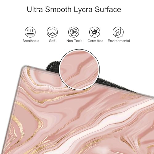 Gold Pink Marble Mouse Pad 24 x 12 inch Mousepad Gaming Desk Mat Large Computer Pad with Non-Slip Base Office Home Work - color: Small Pink Marble, size: 24''X12''