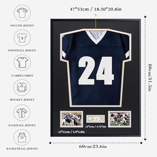Aluminum Jersey Display Frame Case Large Shadow Box Jersey Frame with Photo Slots 98% UV Protection Clear Acrylic for Football, Hockey, Basketball, Baseball Shirt Ideal Gift for Sports Fans - color: Jersey Frame 11
