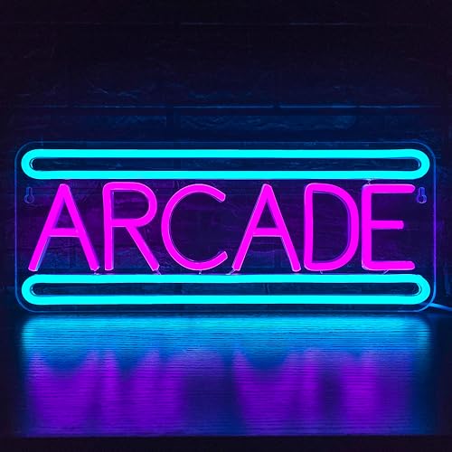 Arcade Neon Sign Arcade Neon Light for Wall Decor USB Powered Dimmable Arcade LED Neon Lights Sign for Game Room for Game Room Recreation Living Room Birthday Gift Man Cave Bedroom Decor - color: arcade