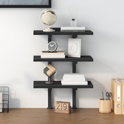 MAHANCRIS Clamp On Desk Organizer, 3-Tier Desktop Bookshelf, Adjustable Desk Storage Shelf, Metal Frame, for Office, Study and Game Room, Black DSBK3601 - color: Black, size: 3-Tier