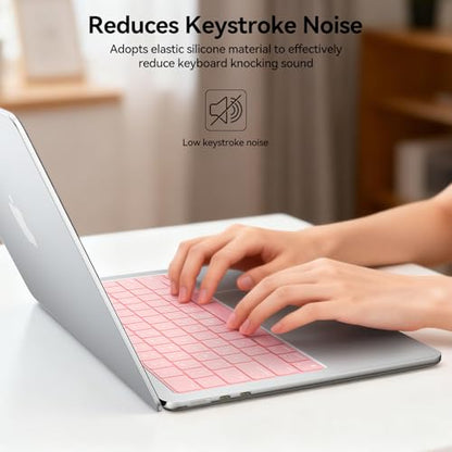 EooCoo Premium Keyboard Cover Skin Protector, Laptop Accessories Compatible with 2026 2025 2024 2023 2022 2021 M5-M1 Pro/Max MacBook Pro 14/16, M5-M2 MacBook Air 13/15, 2026 MacBook Neo 13, Pink - color: Pink