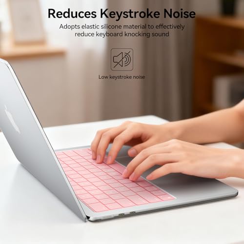 EooCoo Premium Keyboard Cover Skin Protector, Laptop Accessories Compatible with 2026 2025 2024 2023 2022 2021 M5-M1 Pro/Max MacBook Pro 14/16, M5-M2 MacBook Air 13/15, 2026 MacBook Neo 13, Pink - color: Pink