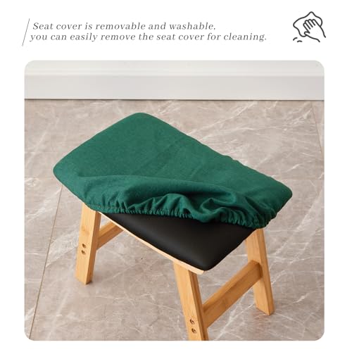 Kitsanery Foot Stool,Ottoman,Bamboo Small Sofa Foot Rest Under Desk,Extra Seating for Living Room, Bedroom and Kitchen (Natural Stool Legs - Green Surface) - color: Natural Stool Legs - Green Surface