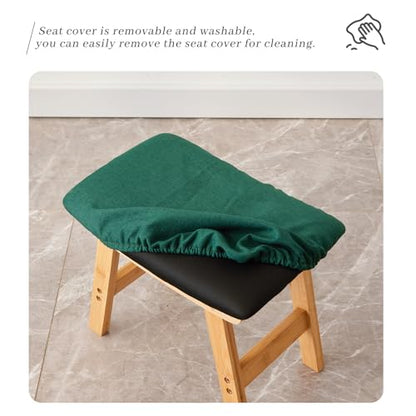 Kitsanery Foot Stool,Ottoman,Bamboo Small Sofa Foot Rest Under Desk,Extra Seating for Living Room, Bedroom and Kitchen (Natural Stool Legs - Green Surface) - color: Natural Stool Legs - Green Surface