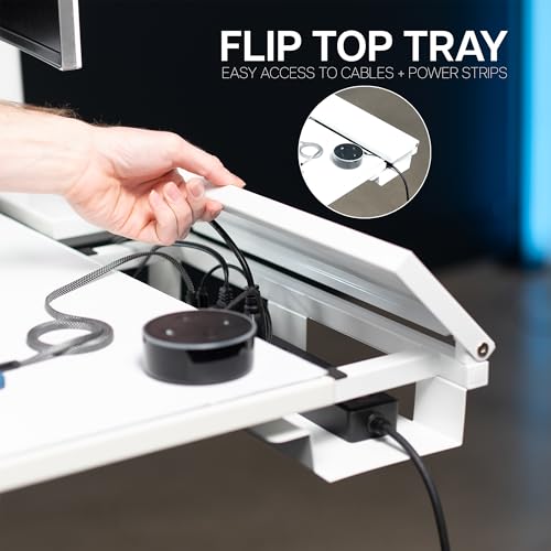 VIVO White 60 x 30 in Stand Up Desk, DESK-KIT-1B6-P3W | Electric, Holds 220 lbs, Sit Stand, Height Adjustable Table, Cable Tray, Full-Size Mouse Pad, Office Furniture, Black Frame - color: White Top / Black Frame, size: 60 x 30